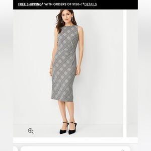 Ann Taylor Plaid Tucked Wrap Sheath Dress